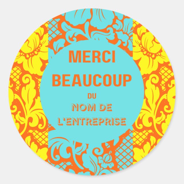 "Danke"-Aufkleber- "merci beaucoup"-Design 4 Runder Aufkleber (Vorderseite)