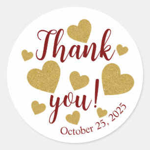 Danke-Aufkleber mit Golfherzen  Runder Aufkleber