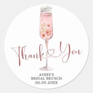 Danke-Aufkleber Pink Boho Rose Soiree Runder Aufkleber