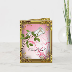 Danke, Auslese-rosa weißes Rosen-Gold zu kardieren Dankeskarte