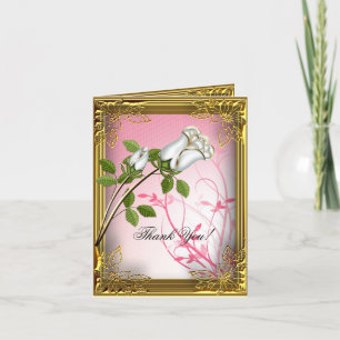 Danke, Auslese-rosa weißes Rosen-Gold zu kardieren Dankeskarte