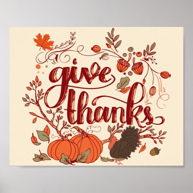 Danke Autumn Harvest, Turkey Erntedank Poster (Vorne)
