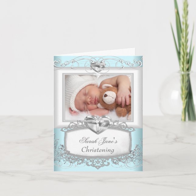 Danke Baby Boy Girl Blue Christening Taufe (Vorderseite)