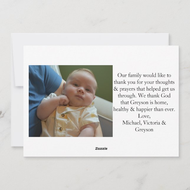 Danke, Baby Card Feiertagskarte (Rückseite)