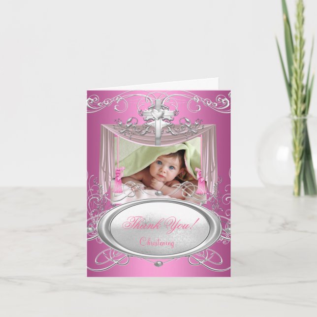 Danke Baby Christening Taufe Girl Pink (Vorderseite)