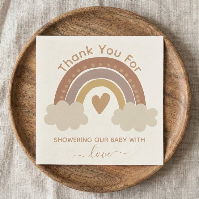 Danke, Baby Dusche braune Boho Regenbogen Serviette (Von Creator hochgeladen)