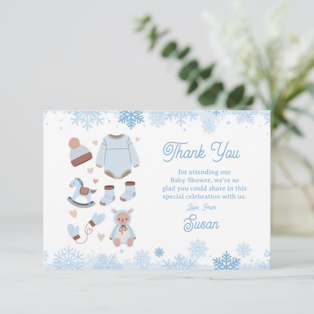 Danke Baby Dusche Cold Outdoor Snow Blue Boy (Stehend Vorderseite)