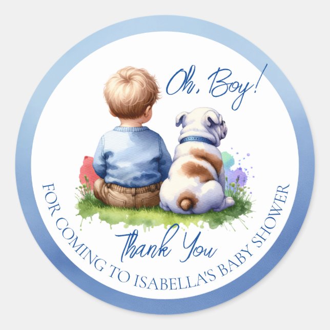 Danke | Baby Dusche Gefallen Runder Aufkleber (Vorderseite)
