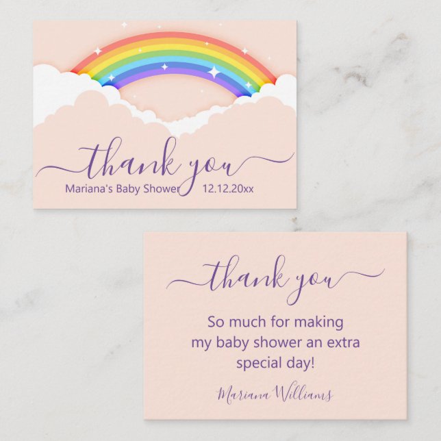 Danke Baby Dusche Regenbogen lila rosa Mitteilungskarte (Vorne/Hinten)