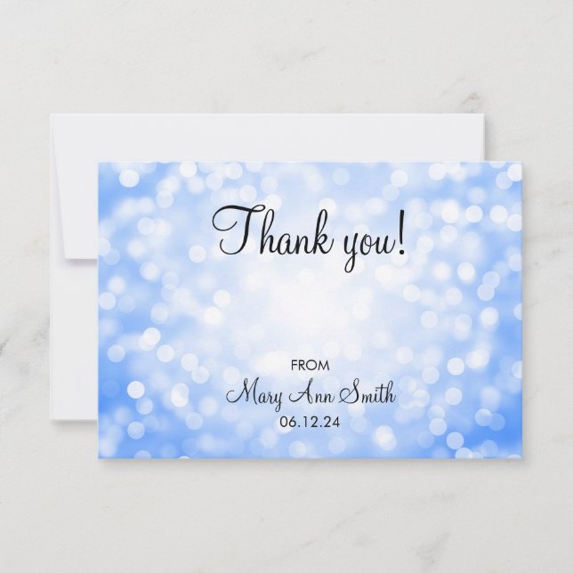 Danke Baby-Duschen-blaue Glitzer-Lichter (Vorderseite)