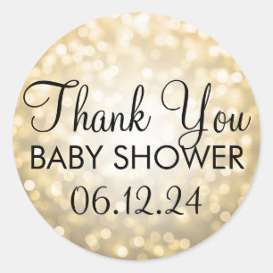 Danke Baby-Duschen-GoldGlitzer-Lichter Runder Aufkleber