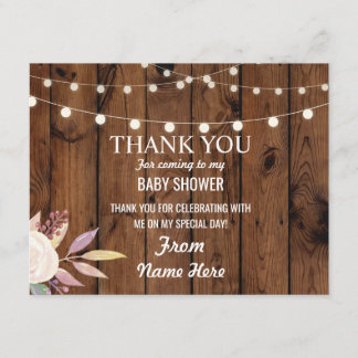 Danke, Baby Duwer Girl Blume Wood Pink Floral Einladung