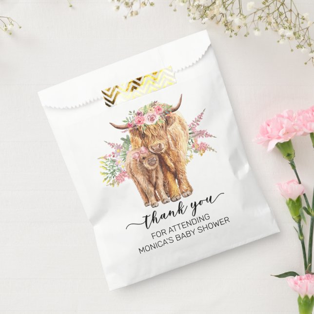 Danke Baby Duwer Highland Cow Pink Geschenktütchen (Versiegelt)