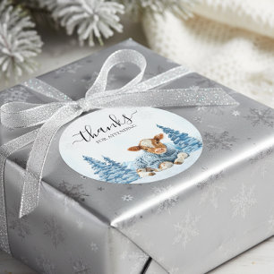 Danke Baby Kuh Weihnachten Winter Runder Aufkleber