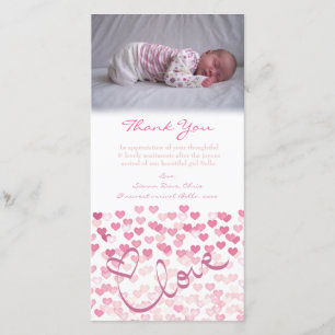 Danke, Baby-Mädchen-Foto-Karten-Schablone zu Dankeskarte