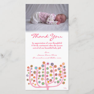 Danke, Baby-Mädchen-Foto-Karten-Schablone zu Dankeskarte