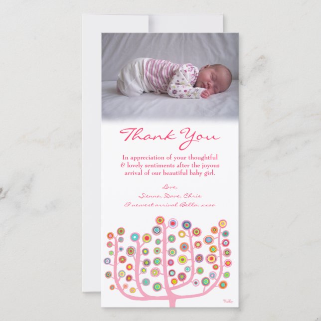 Danke, Baby-Mädchen-Foto-Karten-Schablone zu Dankeskarte (Vorderseite)