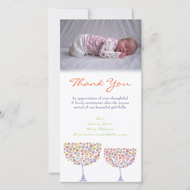 Danke, Baby-Mädchen-Foto-Karten-Schablone zu Dankeskarte (Vorderseite)