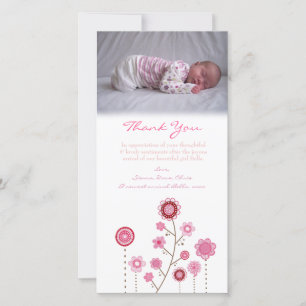 Danke, Baby-Mädchen-Foto-Karten-Schablone zu Dankeskarte