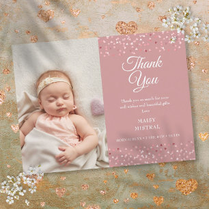 Danke Baby Mädchen Foto Liebe Herzen Schrift Gebur Ankündigungspostkarte
