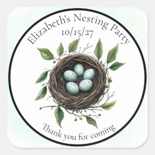 Danke Baby Nestparty Vogelnest Quadratischer Aufkleber