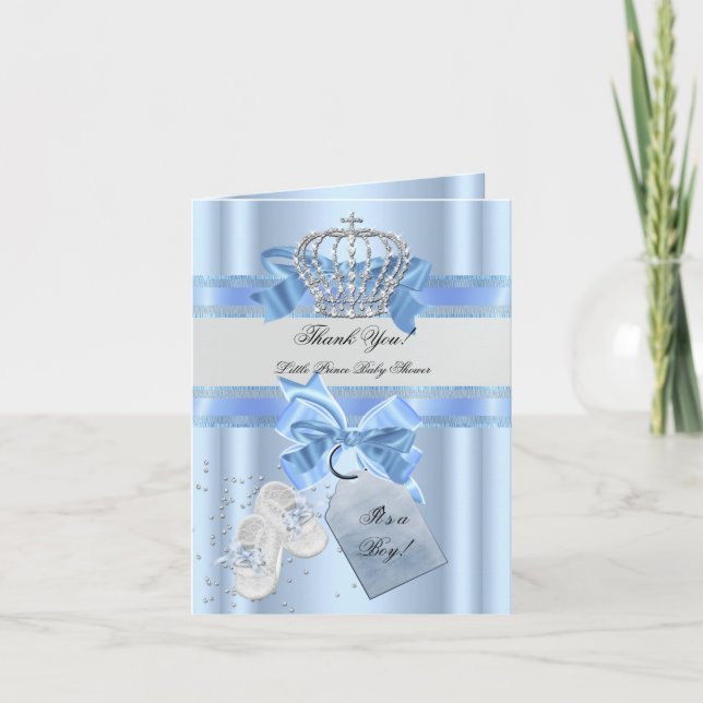 Danke, Baby Shower Boy Blue Little Prince 3a Dankeskarte (Vorderseite)