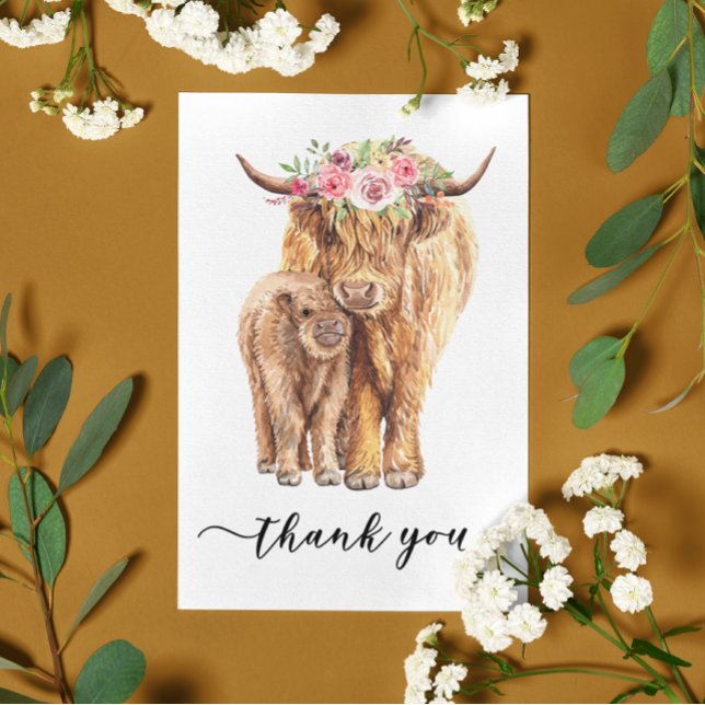 Danke Baby Shower Highland Cow Postkarte (Von Creator hochgeladen)