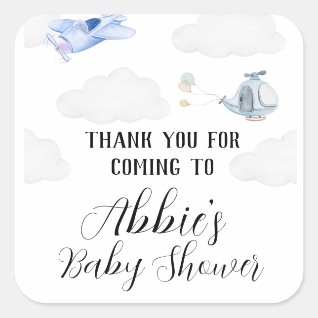 Danke, Baby Shower Quadratischer Aufkleber (Vorderseite)