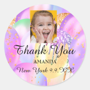 Danke Baby Shower Sweet16th Ballon Foto  Runder Aufkleber