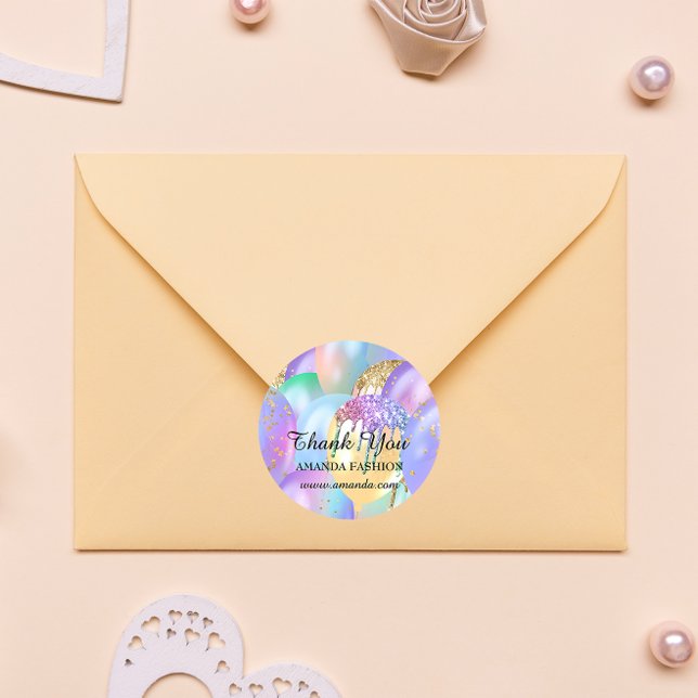 Danke Baby Shower Sweet16th Balloon Glitzer Runder Aufkleber (Sweet 16th Thank You Sticker FlorenceK )