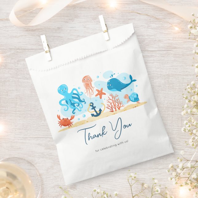 Danke Babydusche. Niedliche Unterwasserwelt Geschenktütchen (Ausgeschnitten)