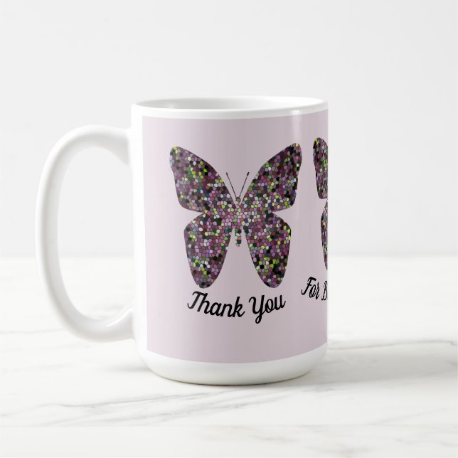 Danke Babysitter Mosaic Butterfly Wertschätzung Kaffeetasse (Links)