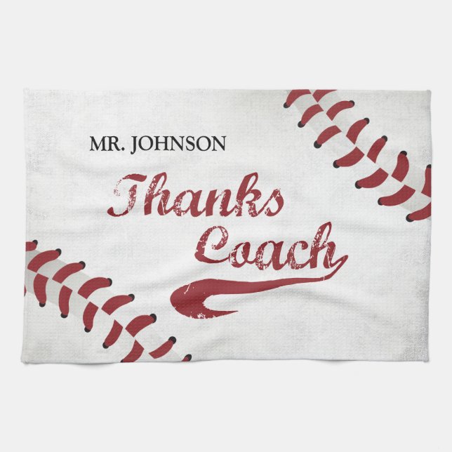 Danke Baseball Coach Large Grunge Baseball Geschirrtuch (Horizontal)