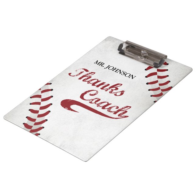 Danke Baseball Coach Large Grunge Baseball Klemmbrett (Schrägansicht)