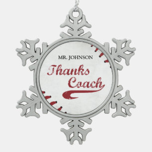 Danke Baseballtrainer großes Grunge Baseball Schneeflocken Zinn-Ornament
