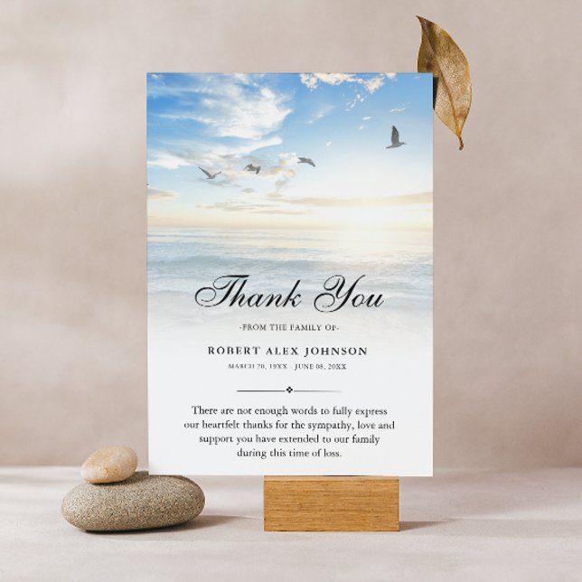 Danke Beach Beerdigung Foto Beileid Gkurze (Sympathy Thank You Card)