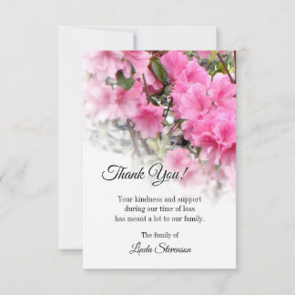 Danke, Beerdigungskarte - Rosa Azalea - Blumenbewe Dankeskarte
