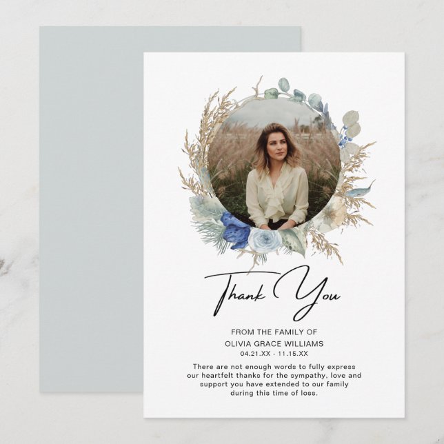 Danke Beileid Foto Beerdigung Bereavement (Vorne/Hinten)