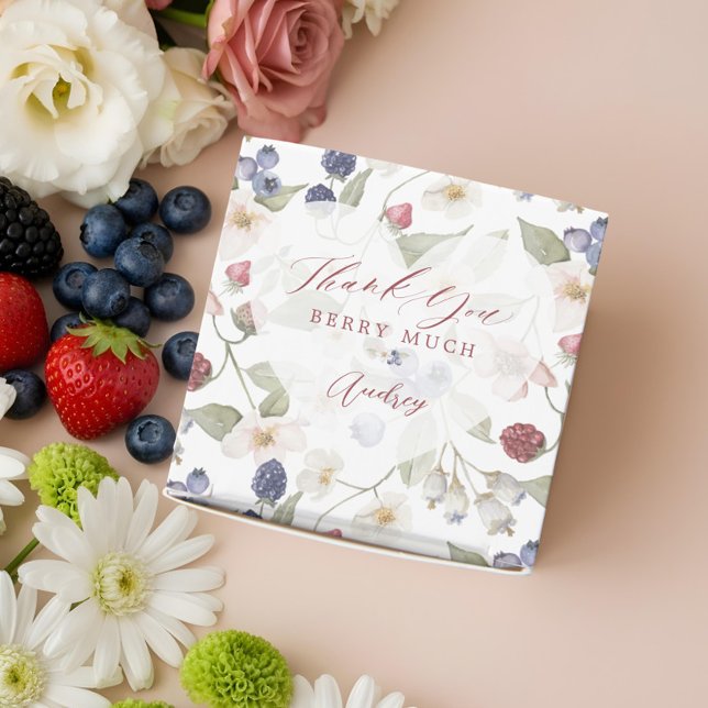 Danke Berry Sweet Brautparty Wild Berry Floral Geschenkschachtel (Thanks Berry Sweet Bridal Shower Wild Berry Floral Favor Boxes)