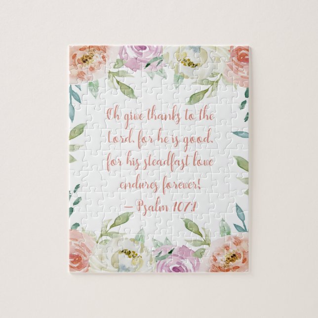Danke Bible Verse Girl Wasserfarben Flora (Vertikal)