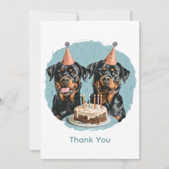 Danke, Birthday Rottweiler Hunde Dankeskarte (Vorderseite)