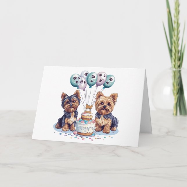 Danke, Birthday Yorkie Dog Dankeskarte (Vorderseite)