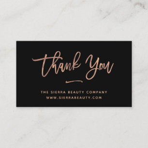 Danke   Black and Rose Gold Kleine Unternehmen Visitenkarte