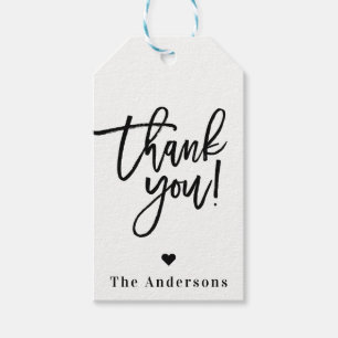 Danke Black Chic Modern Schrift Hochzeitsgunstbeze Geschenkanhänger