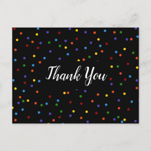 Danke Black Rainbow Polka Dot Postkarte
