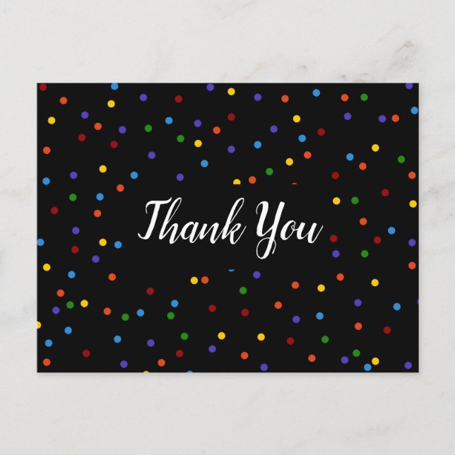 Danke Black Rainbow Polka Dot Postkarte (Vorderseite)