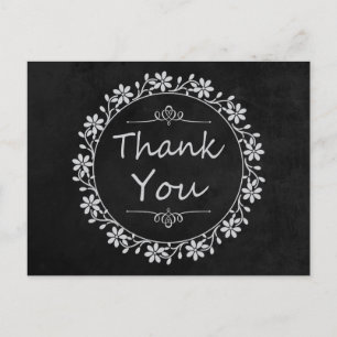 Danke Black Tafel Blumengirlande Hochzeit Postkarte