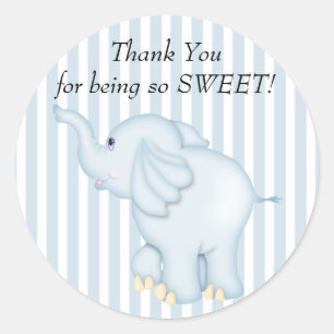Danke blaue Elefant-Babyparty Runder Aufkleber