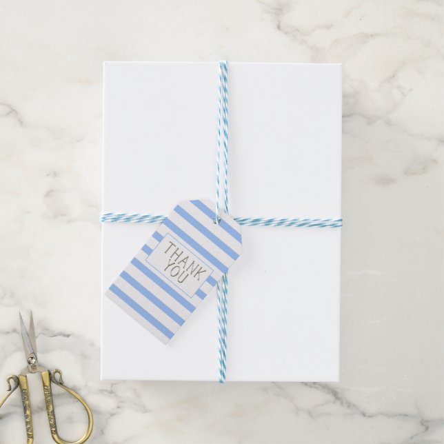 Danke Blue Striped Baby Boy Geschenkanhänger (Mit Garn)