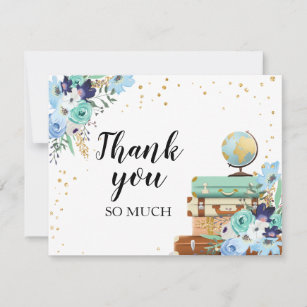 Danke, Blumen-Fräulein zu Frau Travel Blue zu Dankeskarte